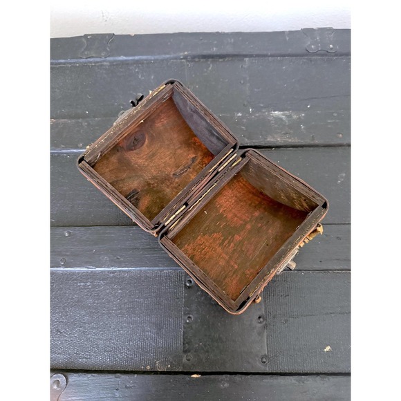 Vintage Woven Bamboo Wood Trinket Box Handbag Barrel Mini Purse Natural Brown - Picture 4 of 7